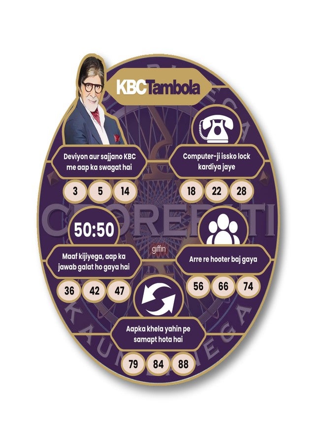 Giffin KBC Tambola Tickets with Sketch Pens | Kaun Banega Crorepati Themed Party Housie Game | Perfect for Kitty Parties, Family Gatherings & Festive Events (Pack of 24 Tickets, Classic Edition) - Image 1